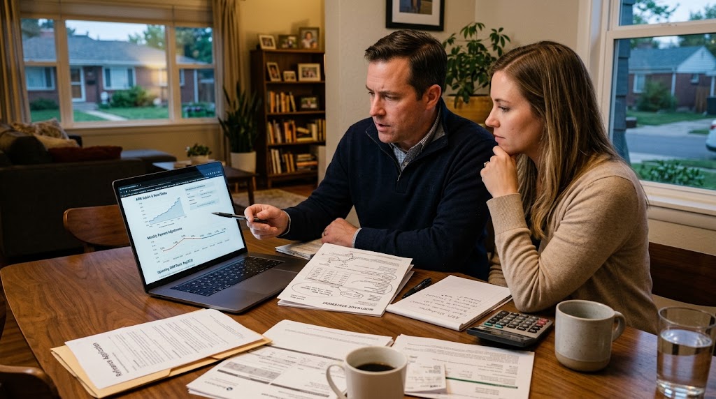 Adjustable rate mortgage rates chart showing an ARM loan reset as index rates fall