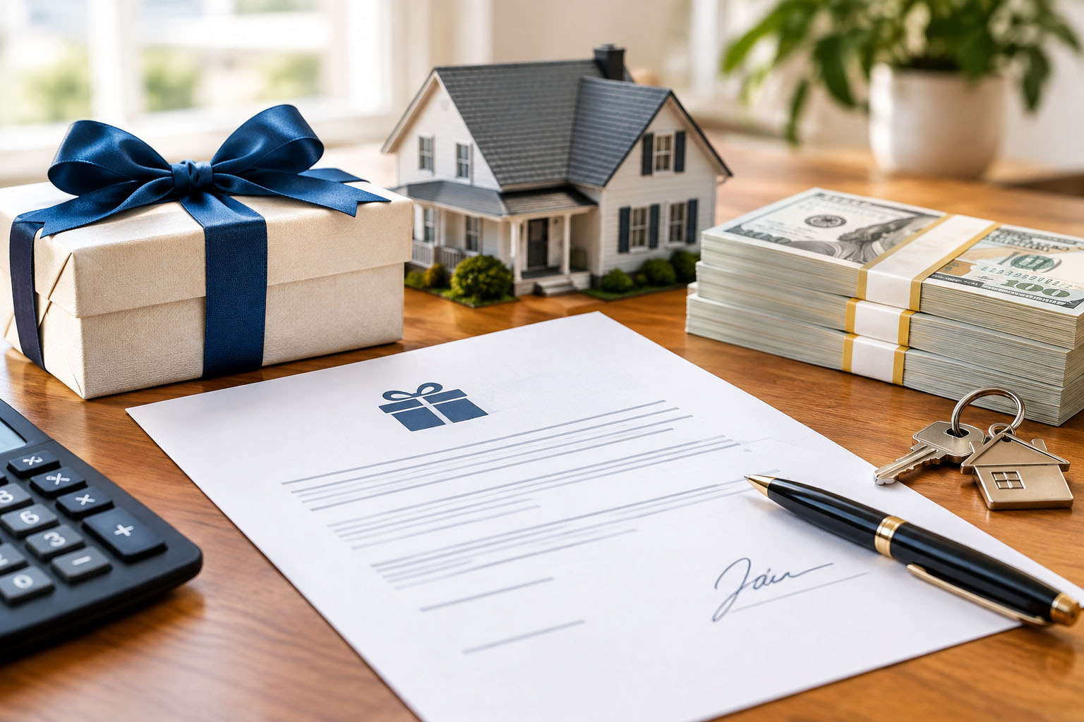 Donor and borrower signing a down payment gift letter for a conventional loan
