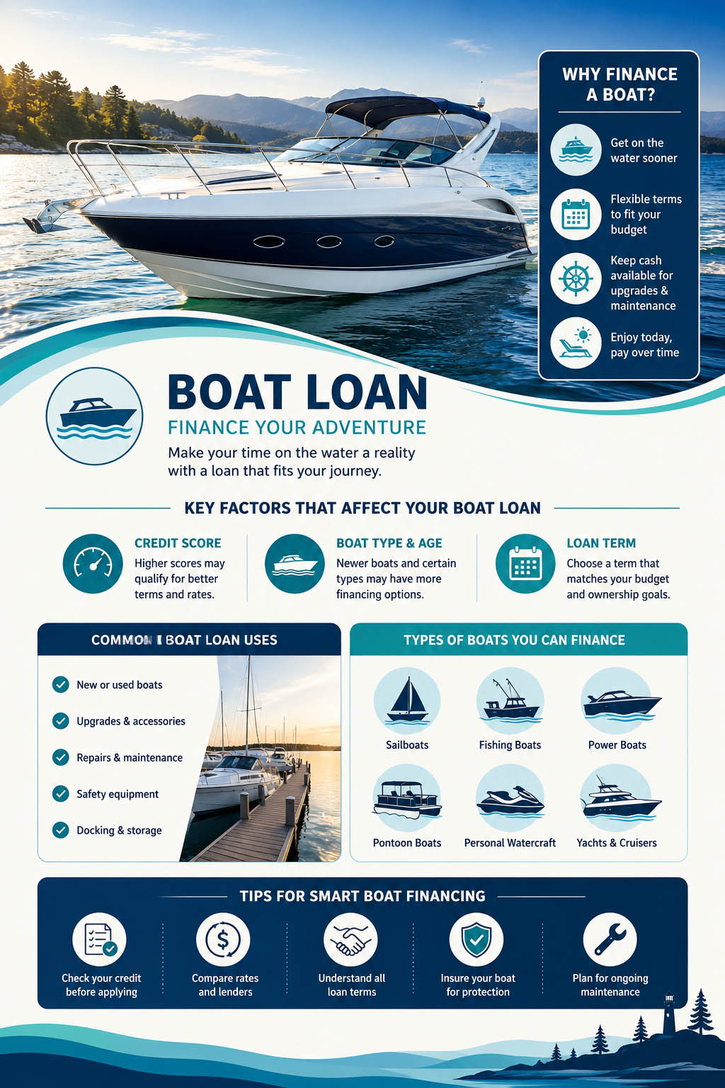 Chart comparing secured vs unsecured boat loan rates and terms