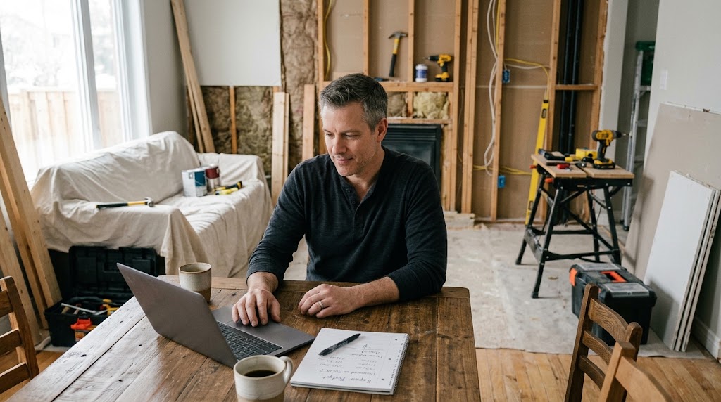 Homeowner comparing HELOC rates and an unsecured personal loan for home repairs