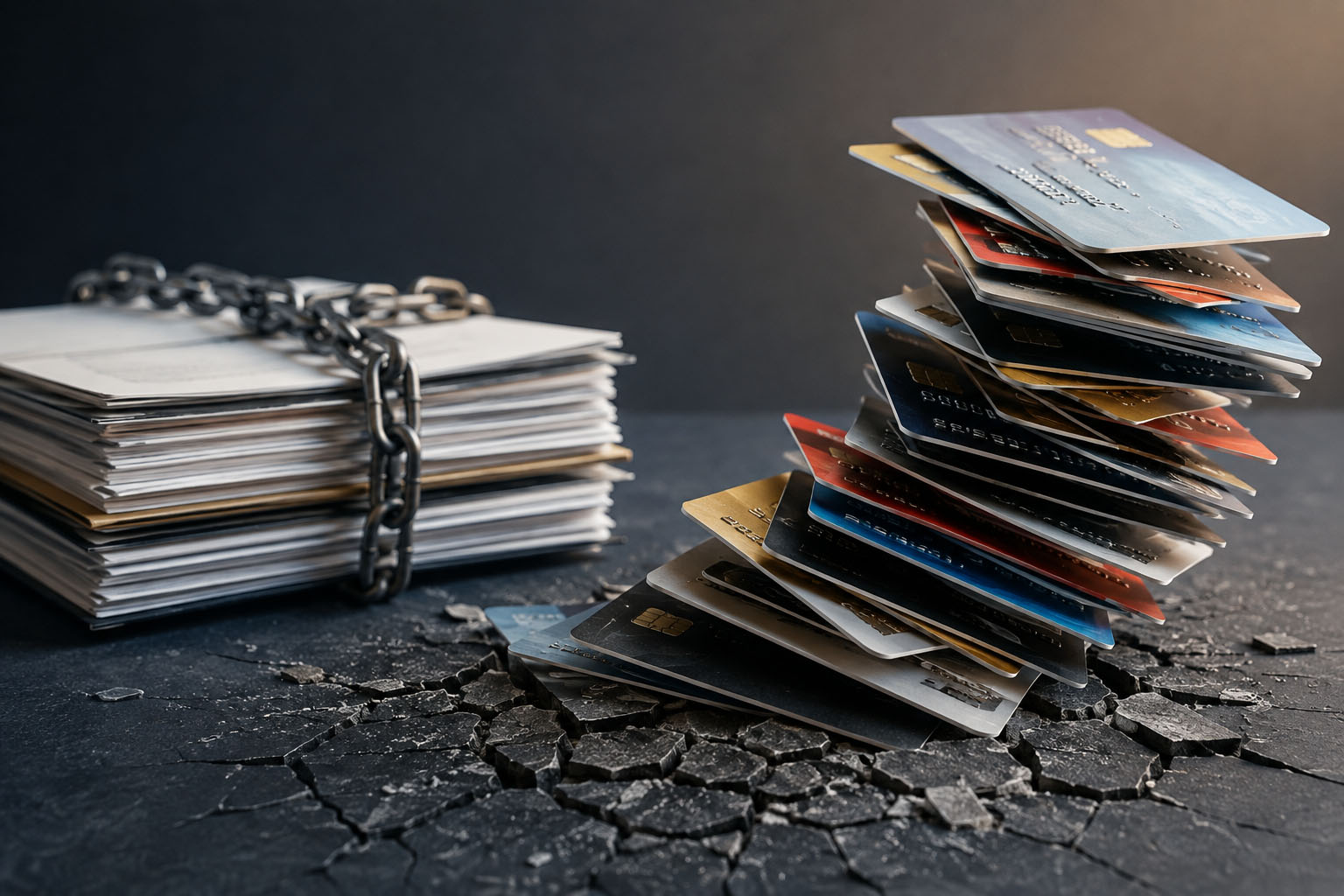 Scissors cutting a credit card next to a personal loan for debt consolidation approval form
